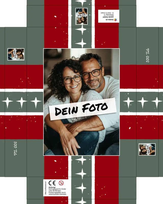 Fotopuzzle mit eigenem Bild - Fotopuzzle selbst gestalten 1000 Teile Hochformat - Schachtel Weihnachten Xmas 1 - 1000 Teile Puzzle mit Foto - Geschenk Weihnachten Xmas1 1000 Teile Hoch