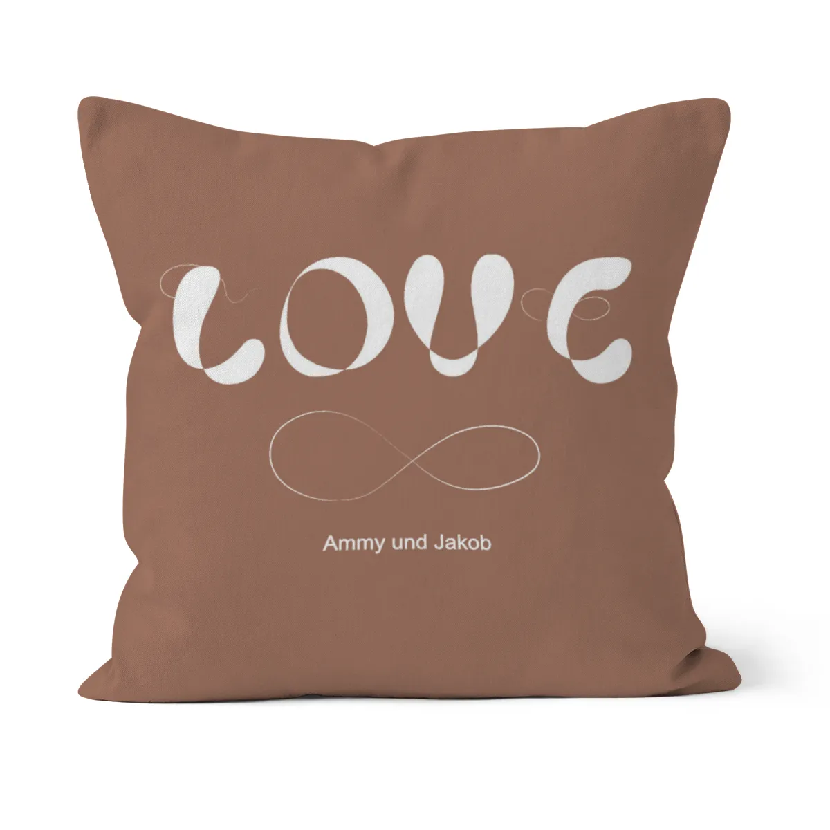 Samtkissenbezug Infinite Love - mit Namen personalisierbar - Geschenkidee Valentinstag, Hochzeit lila 40 x 40 cm
