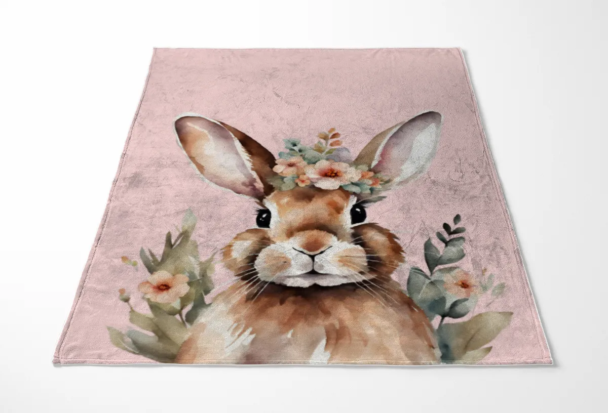 Wohndecke Hase mit Blümchen