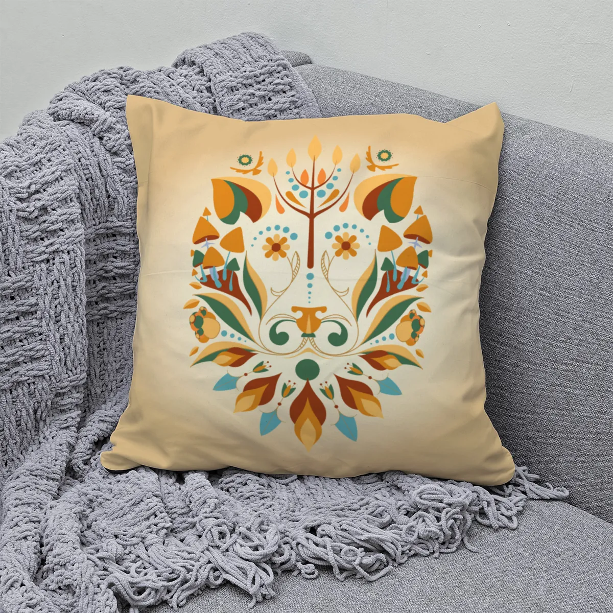 Samtkissen Zodiac Art – Löwe floral