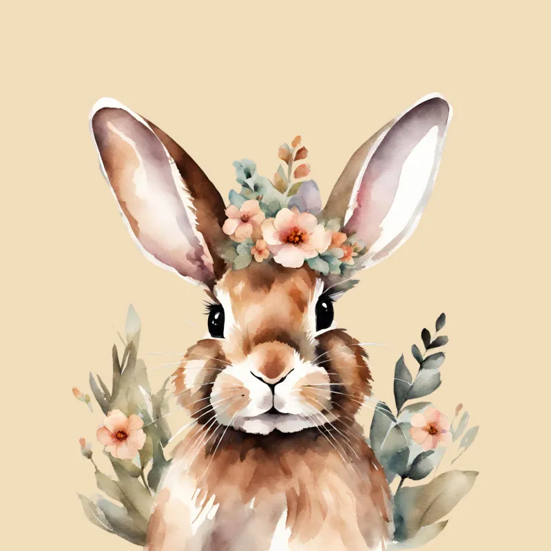 Samtkissenbezug Hase mit Blümchen - Osterdeko