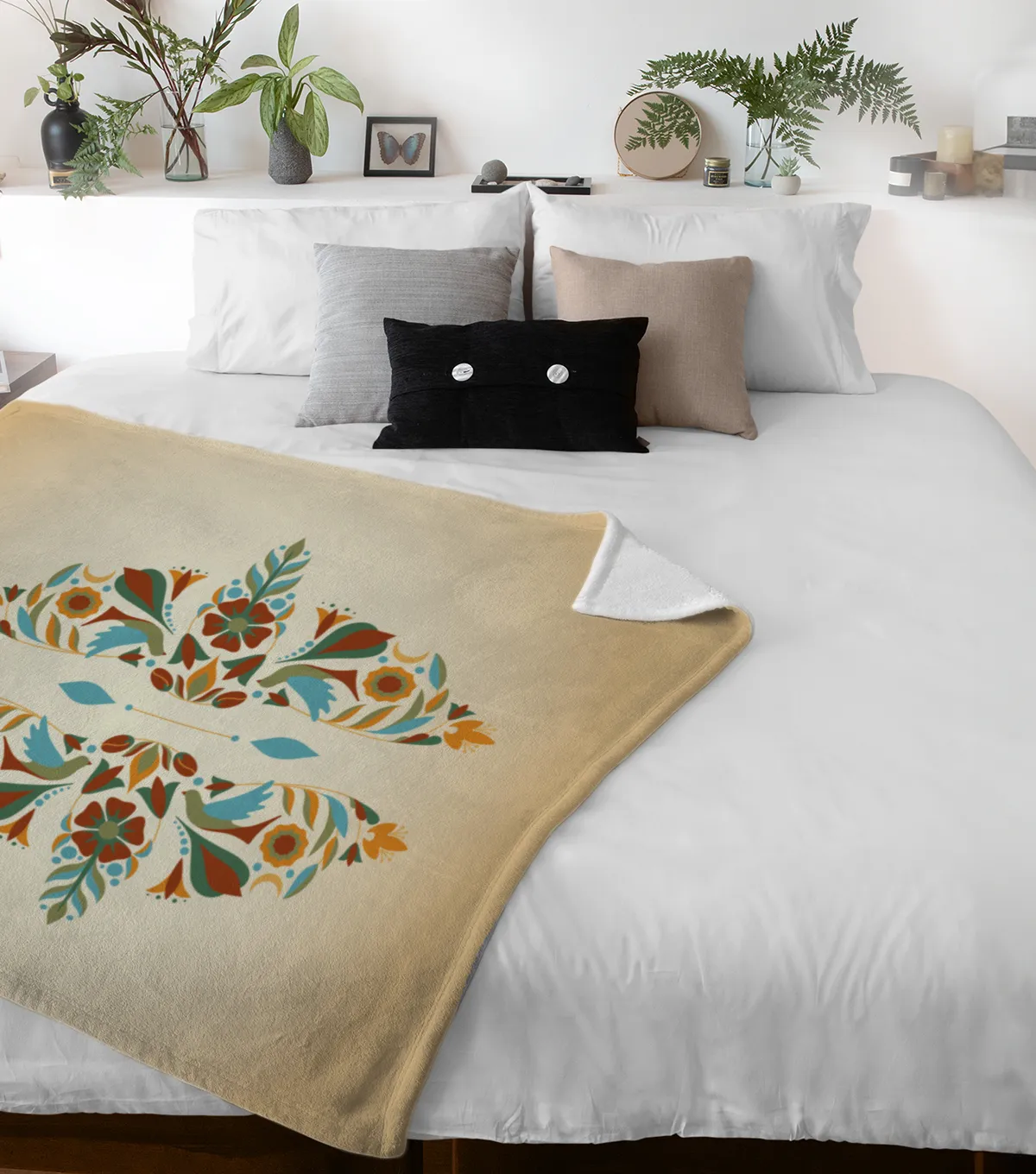 Sternzeichen Wohndecke Wassermann floral mit Namen personalisierbar
