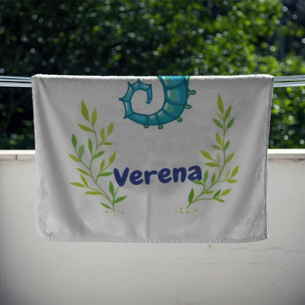 Duschtuch mit Namen personalisierbar - personalisiertes Namens-Duschtuch mit Wunschtext - Seepferdchen blau