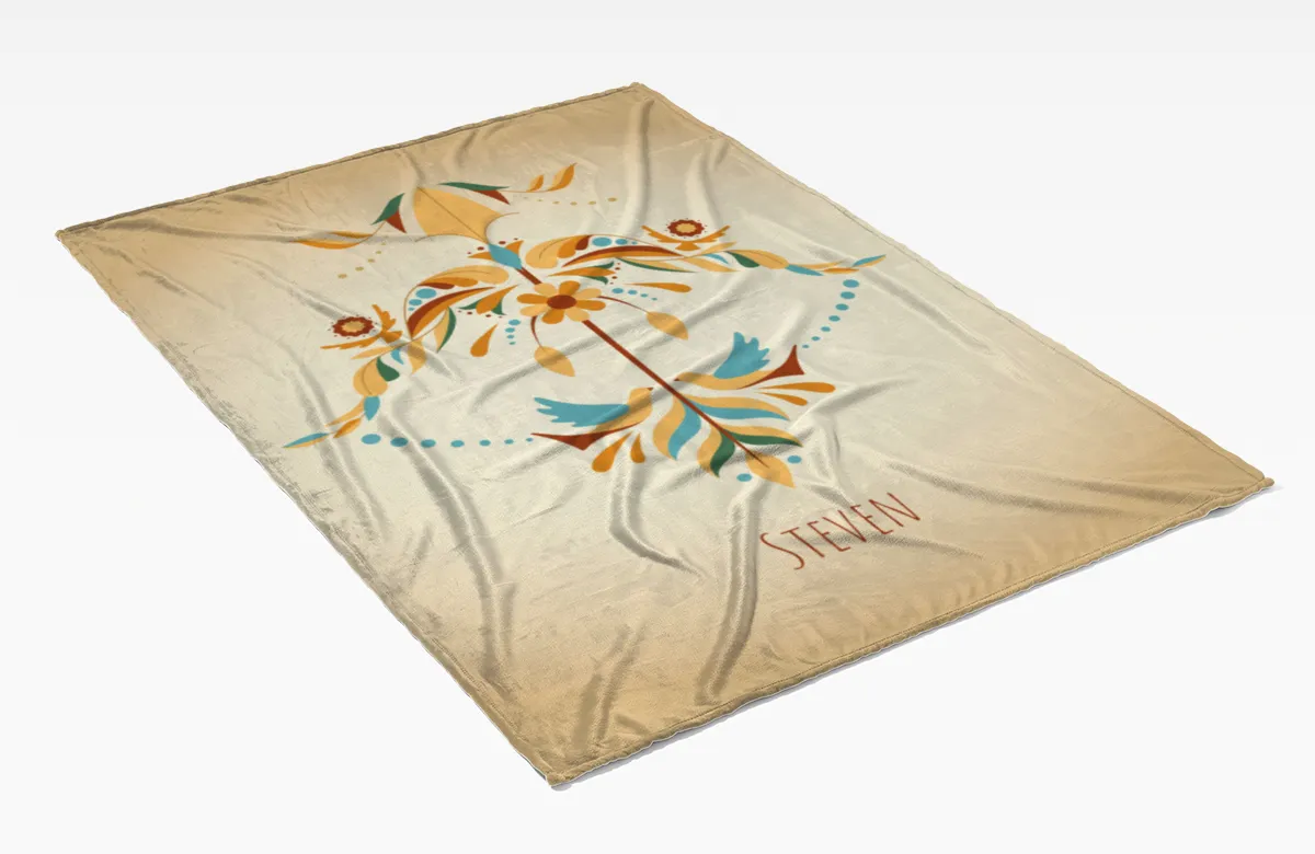 Sternzeichen Wohndecke Wassermann floral mit Namen personalisierbar