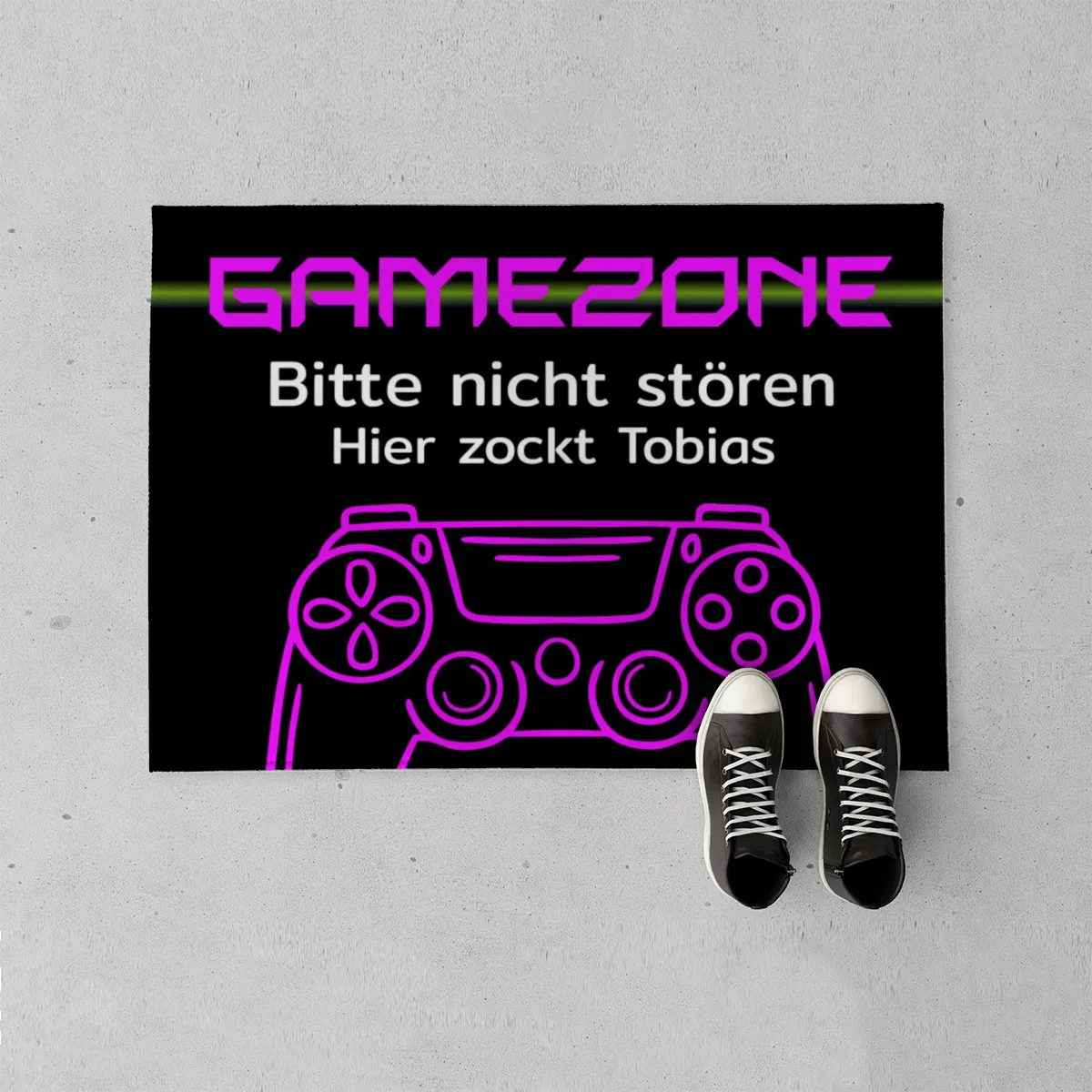 Fußmatte mit Namen personalisierbar - Geschenkidee Einzug, Geburtstag, Richtfest, Umzug - Fussmatte mit Namen - Motiv Gamezone 70 x 50 cm