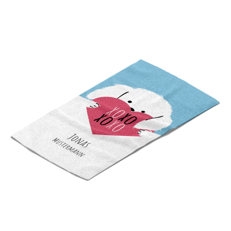 Duschtuch mit Namen personalisierbar - personalisiertes Namens-Duschtuch mit Wunschtext - XOXO Katze