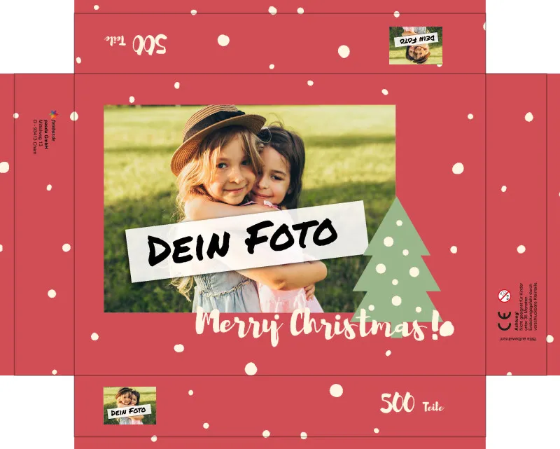 Fotopuzzle mit eigenem Bild - Fotopuzzle selbst gestalten 1000 Teile - Schachtel Merry Christmas - 1000 Teile Puzzle mit Foto - Geschenk Weihnachten MerryChristmas 1000 Teile Quer