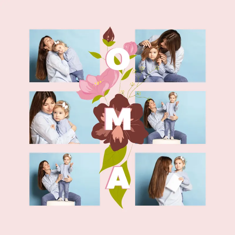 Personalisierter Samtkissenbezug Oma - Platz für 6 Fotos auf Vorderseite - Fotokissen Geschenk Geburtstag