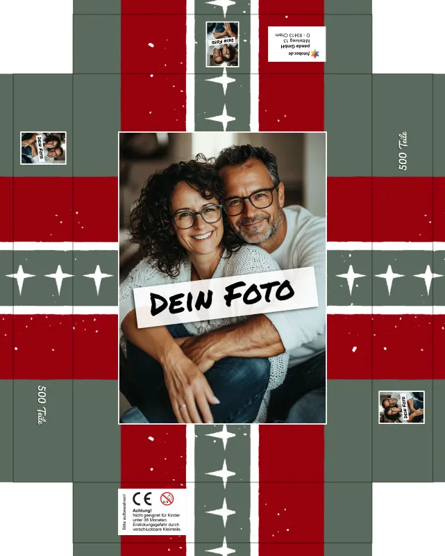 Fotopuzzle mit eigenem Bild - Fotopuzzle selbst gestalten 1000 Teile Hochformat - Schachtel Weihnachten Xmas 1 - 1000 Teile Puzzle mit Foto - Geschenk Weihnachten Xmas1 1000 Teile Hoch