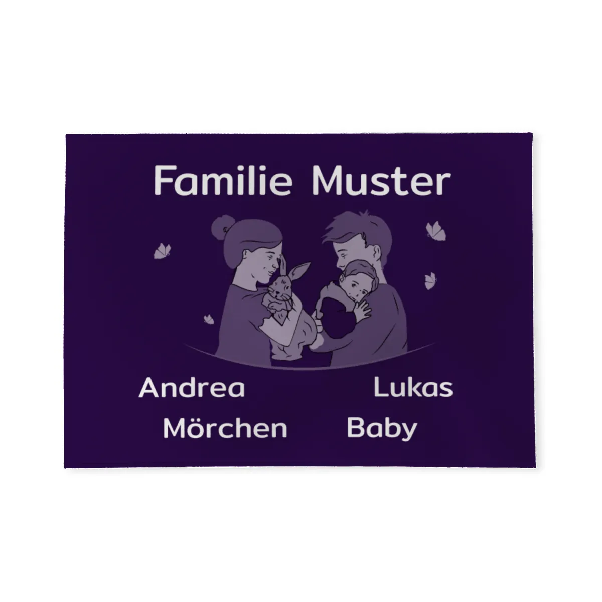 Personalisierte Fußmatte Pärchen mit Hund und Katze schwarz 70 x 50 cm