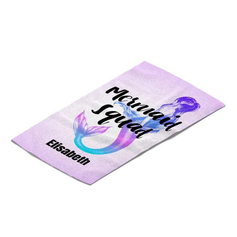 Badetuch Sommer - mit Namen personalisierbar - personalisiertes Namens-Badetuch - Strandtuch mit Wunschtext - Mermaid Squad