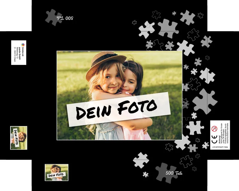 Fotopuzzle mit eigenem Bild - Puzzle selbst gestalten 1000 Teile Quer - Schachtel Puzzleteile schwarz - mit Foto personalisiert - Geschenk Geburtstag
