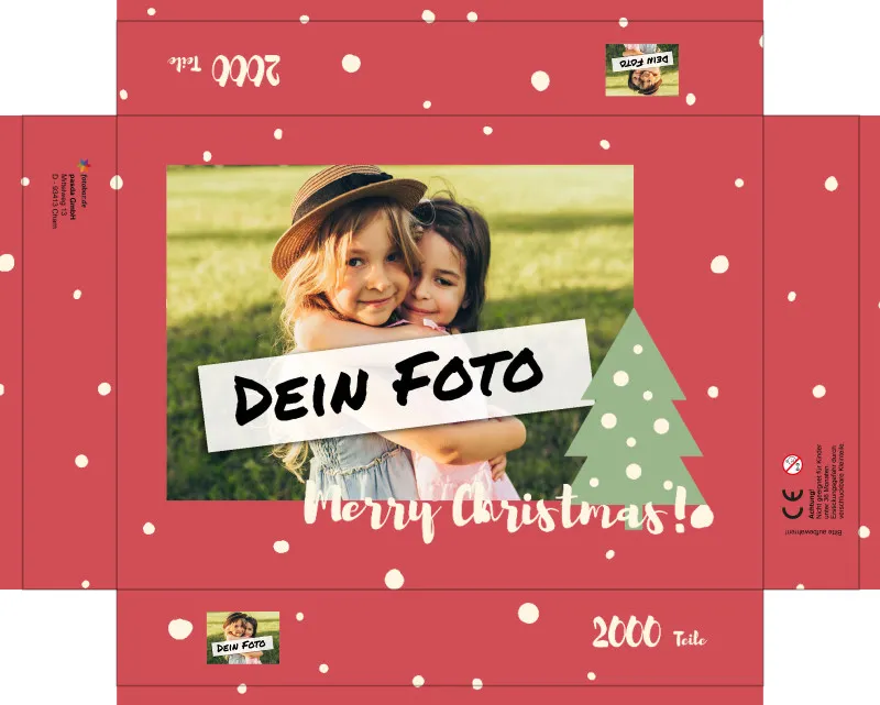 Fotopuzzle mit eigenem Bild - Fotopuzzle selbst gestalten 1000 Teile - Schachtel Merry Christmas - 1000 Teile Puzzle mit Foto - Geschenk Weihnachten MerryChristmas 1000 Teile Quer