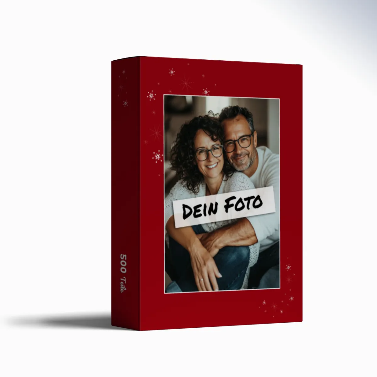 Fotopuzzle mit eigenem Bild - Fotopuzzle selbst gestalten 1000 Teile - Schachtel Sternchen rot - 1000 Teile Puzzle mit Foto - Geschenk Weihnachten Sternchen rot 1000 Teile Quer