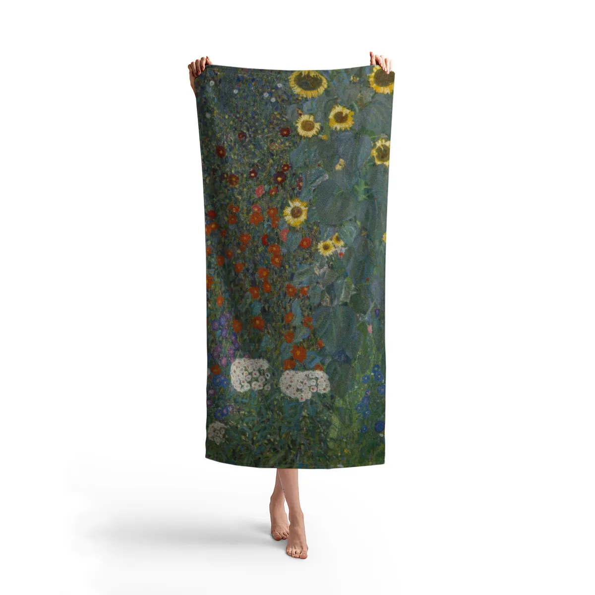 Badetuch Bauerngarten mit Sonnenblumen - Gustav Klimt