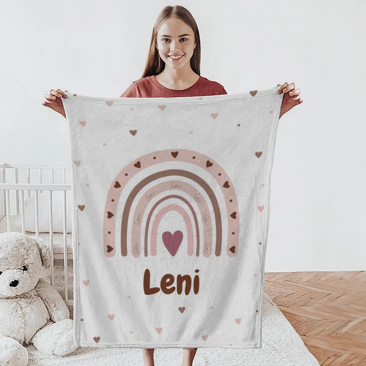 Personalisierte Babydecke rosa 75 x 100 cm