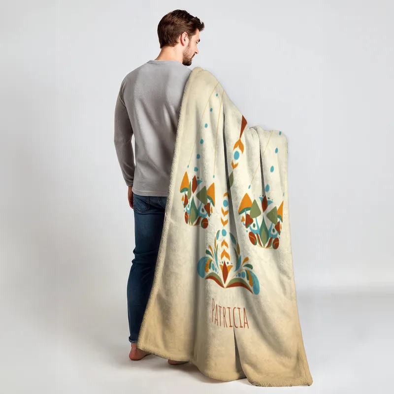 Sternzeichen Wohndecke Wassermann floral mit Namen personalisierbar