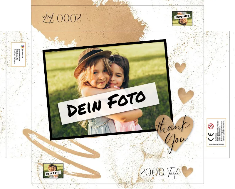 Fotopuzzle mit eigenem Bild - Puzzle selbst gestalten 1000 Teile - Schachtel Thank you - mit Foto personalisiert - Geschenk Geburtstag, Freundschaft