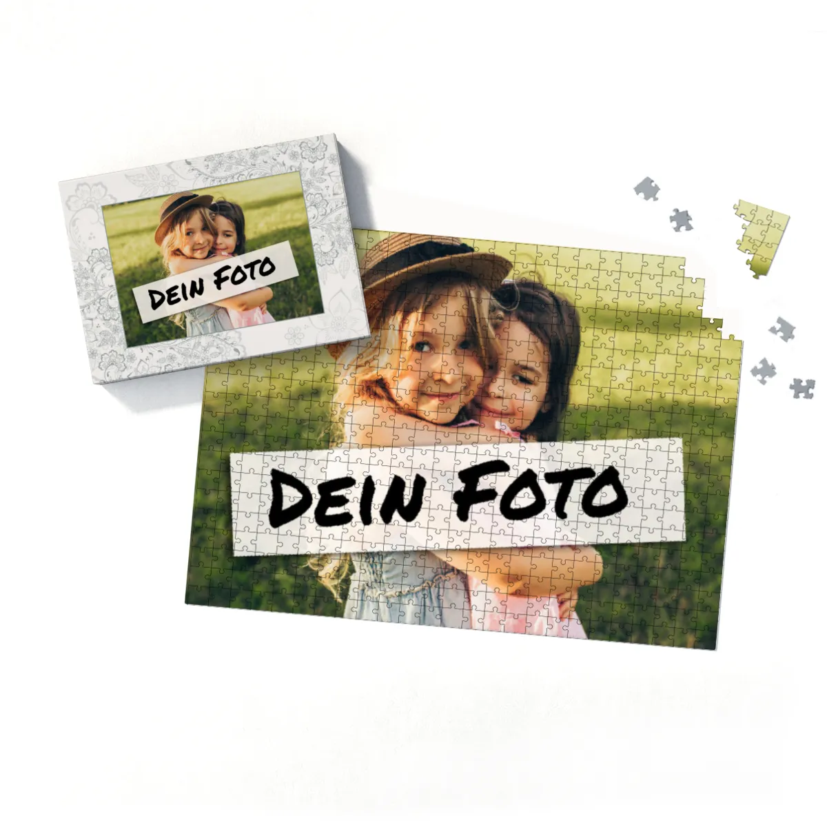 Fotopuzzle mit eigenem Bild - Fotopuzzle selbst gestalten 2000 Teile - Schachtel Floral Ornaments - Puzzle mit Foto personalisiert - Geschenk Geburtstag, Hochzeit Floral Ornaments 2000 Teile Quer