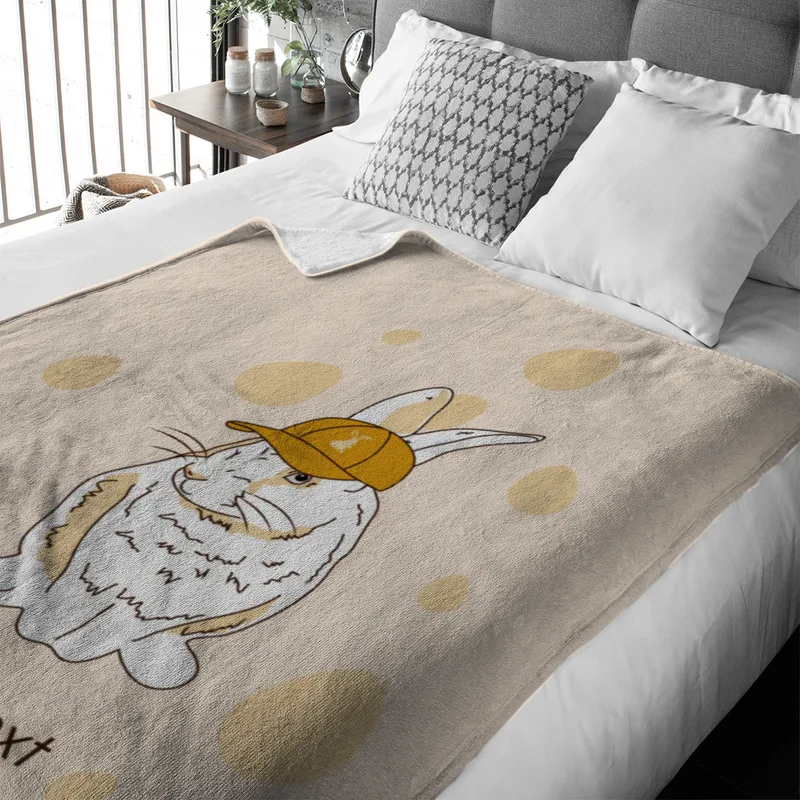 Kuscheldecke Hase mit Käppi - mit Namen personalisierbar - Geschenkidee Ostern, Osterdeko Hase Käppi 125 x 155 cm
