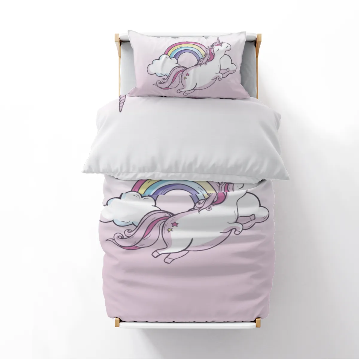 Kinderbettwäsche Einhornwolken Mikrofaser