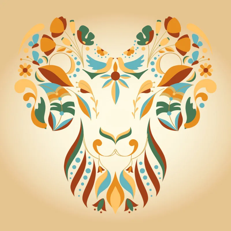 Samtkissen Zodiac Art – Löwe floral