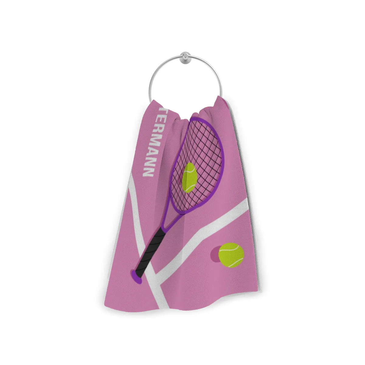 Badetuch Sport - mit Namen personalisierbar - personalisiertes Namens-Badetuch - Strandtuch mit Wunschtext - Tennis orange