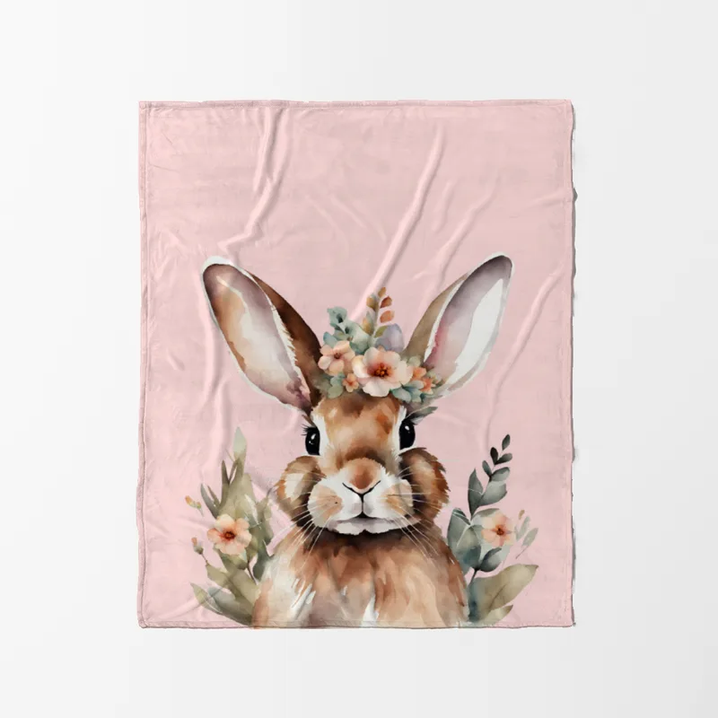 Wohndecke Hase mit Blümchen