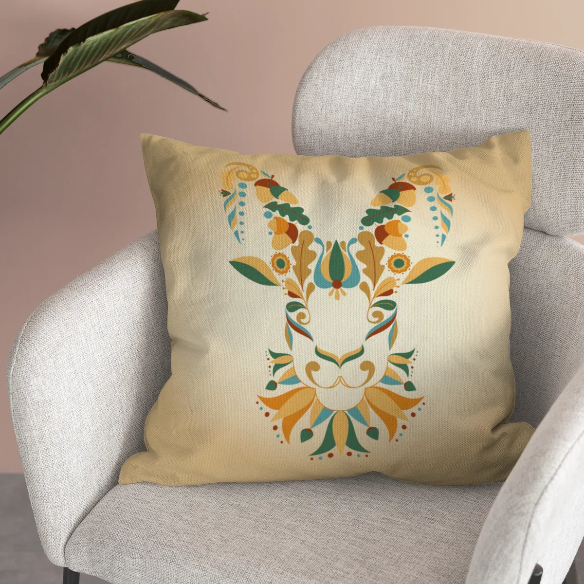 Samtkissen Zodiac Art – Löwe floral
