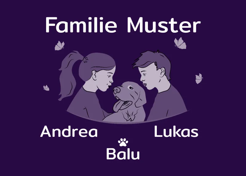Personalisierte Fußmatte Pärchen mit Hund und Katze schwarz 70 x 50 cm