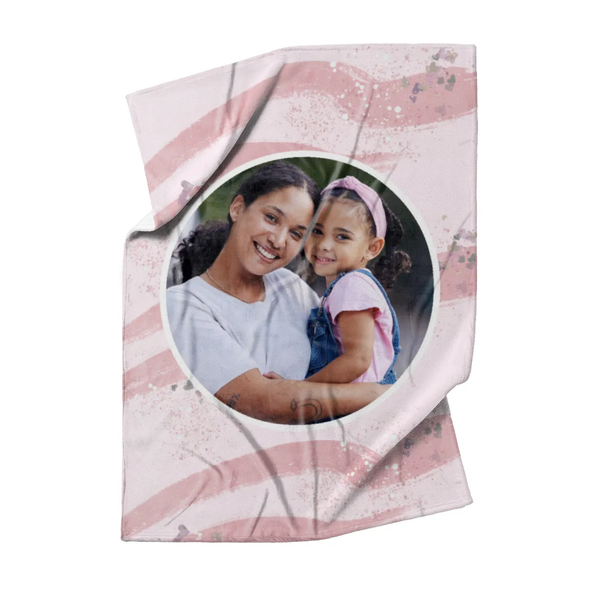 Kuscheldecke rosa 140 x 200 cm - mit Foto personalisierbar - Fotodecke selbst gestalten - Geschenkidee Muttertag, Geburtstag - Pinselstriche Hearts rose