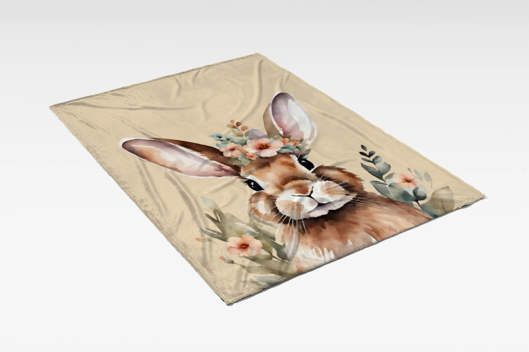 Wohndecke Hase mit Blümchen