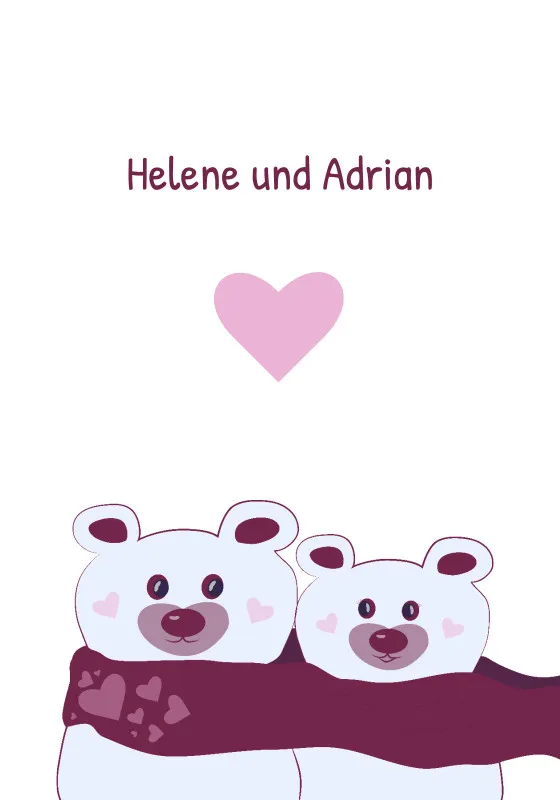 Kuscheldecke Bären mit Schal - mit Namen personalisierbar - Geschenkidee für Verliebte Bären Schal 140 x 200 cm