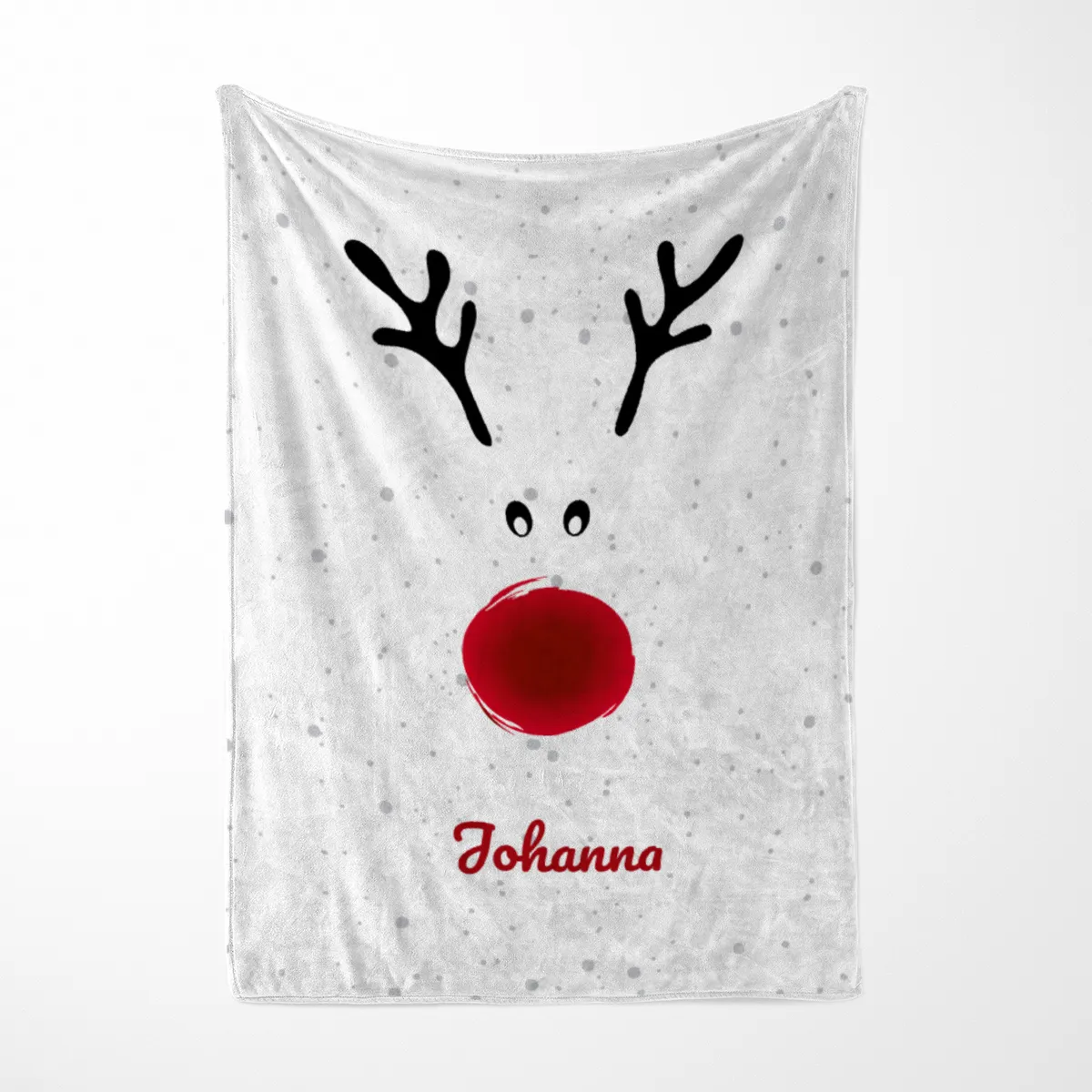 Personalisierte Babydecke Rentiernase - Babydecke mit Namen und Rentiermotiv - Babydecke mit Namen personalisierbar - Geschenkidee Weihnachten Baby Rentiernase 75 x 100 cm