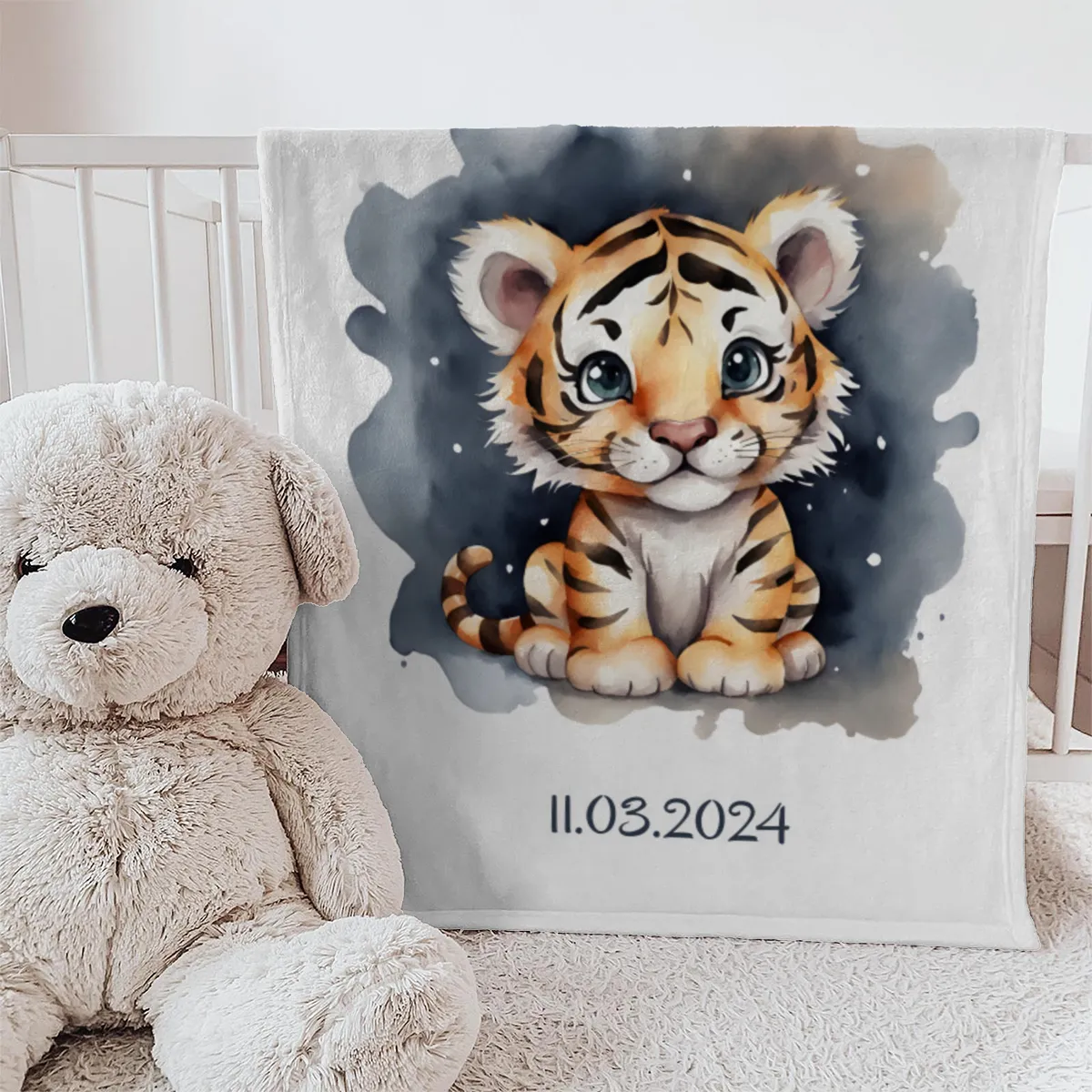 Babydecke Kleiner Tiger personalisierbar mit Namen und Text multi 75 x 100 cm