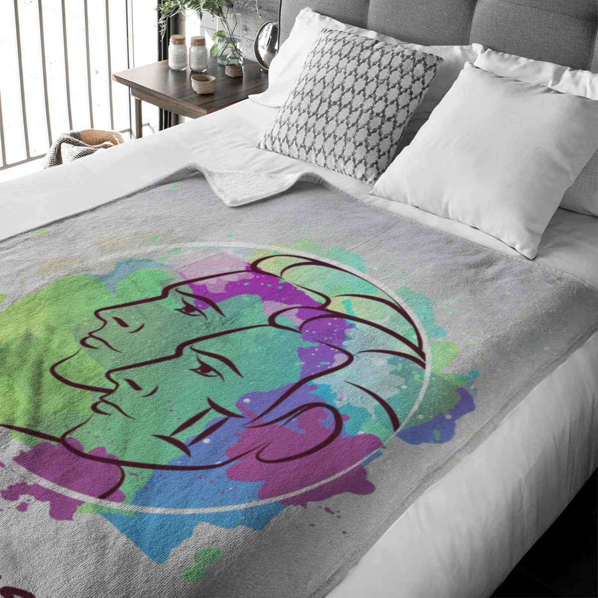 Sternzeichen Wohndecke Wassermann Splashes mit Namen personalisierbar