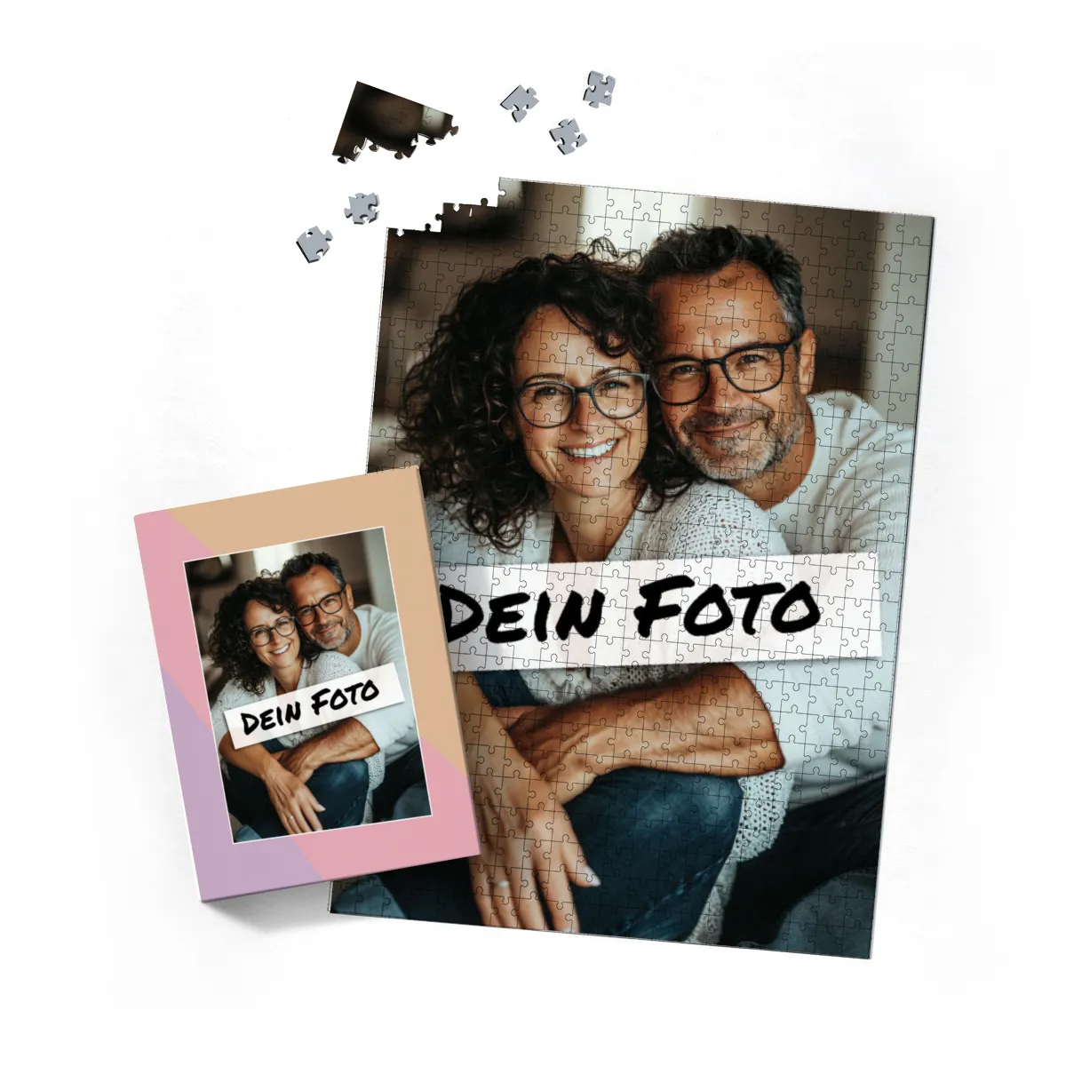 Fotopuzzle mit eigenem Bild - Fotopuzzle selbst gestalten 1000 Teile - Schachtel Pastellfarben - 1000 Teile Puzzle mit Foto - Geschenk Geburtstag Pastell 1000 Teile Quer