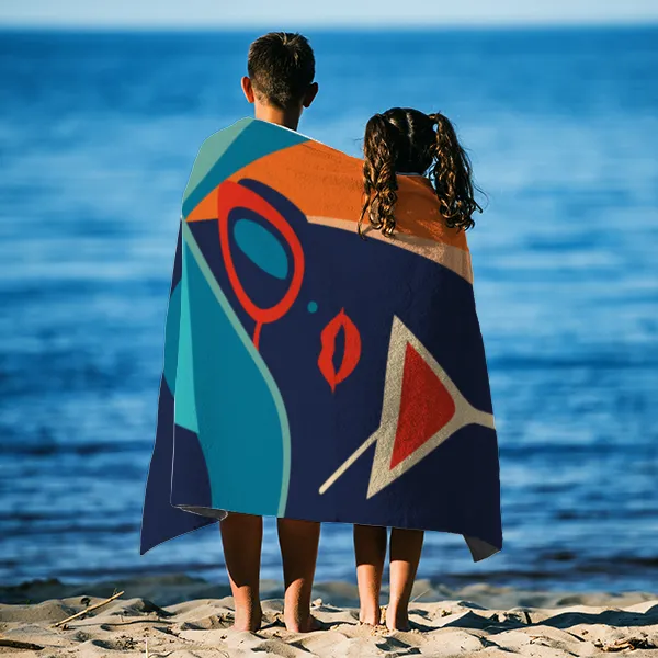 Badetuch Sommer - mit Namen personalisierbar - personalisiertes Namens-Badetuch - Strandtuch mit Wunschtext - Cocktail Lady