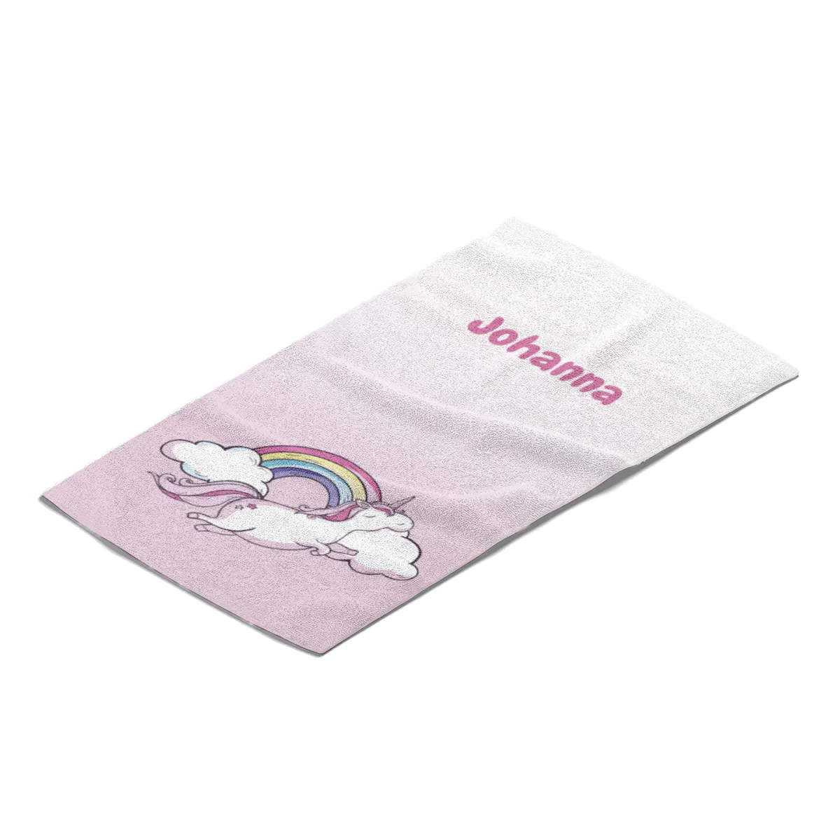 Duschtuch mit Namen personalisierbar - personalisiertes Namens-Duschtuch mit Wunschtext - Einhornwolken