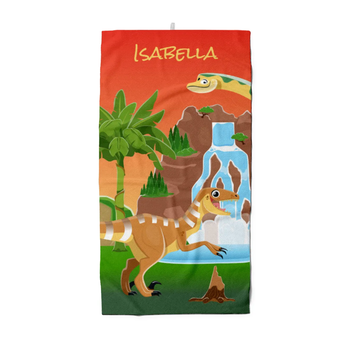 Dinosaurier-Handtuch mit Namen personalisierbar - personalisiertes Namens-Handtuch - Kinderhandtuch mit Wunschtext - Dinowelt