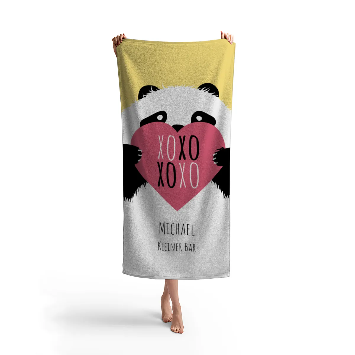 Duschtuch mit Namen personalisierbar - personalisiertes Namens-Duschtuch mit Wunschtext - XOXO Katze