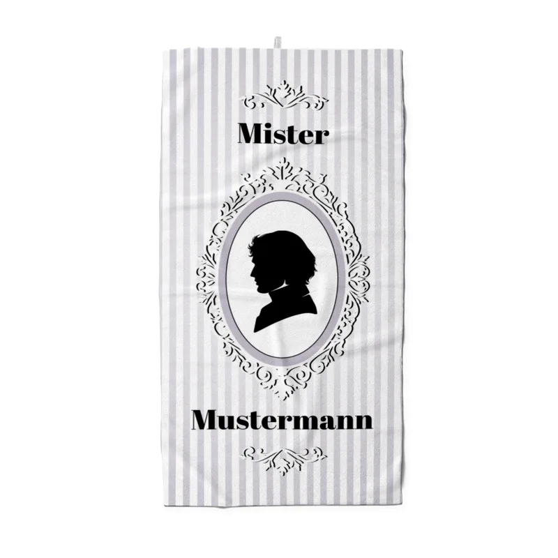 Mister Vintage - personalisiertes Namens-Strandtuch mit Wunschtext - Geschenkidee Hochzeit, Paar