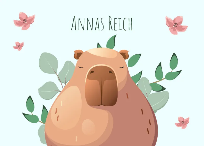 Fußmatte Capybara mit Namen personalisiert - Kinderzimmer Capy