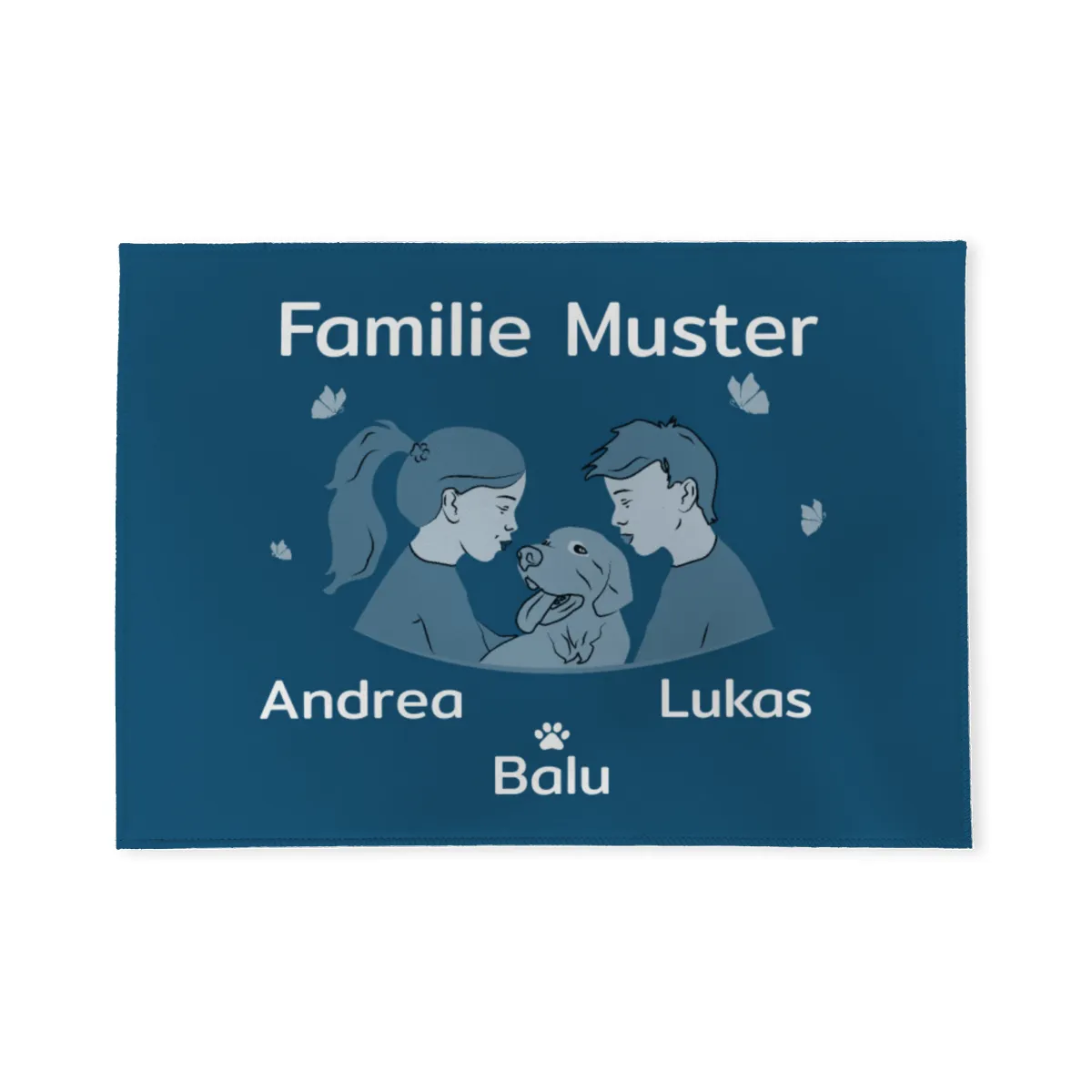 Personalisierte Fußmatte Pärchen mit Hund und Katze schwarz 70 x 50 cm