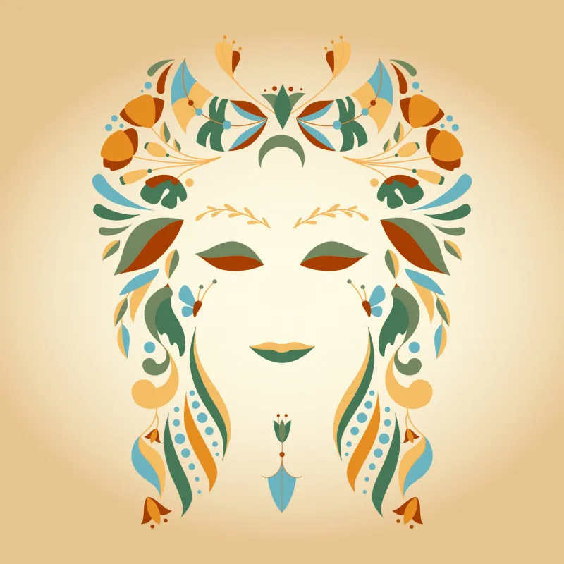 Samtkissen Zodiac Art – Löwe floral