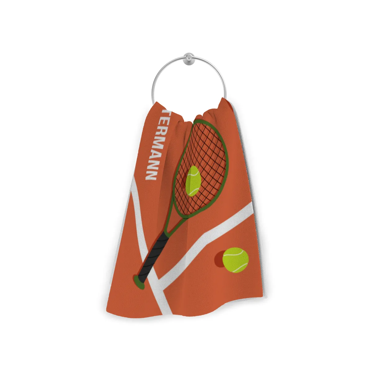 Badetuch Sport - mit Namen personalisierbar - personalisiertes Namens-Badetuch - Strandtuch mit Wunschtext - Tennis orange