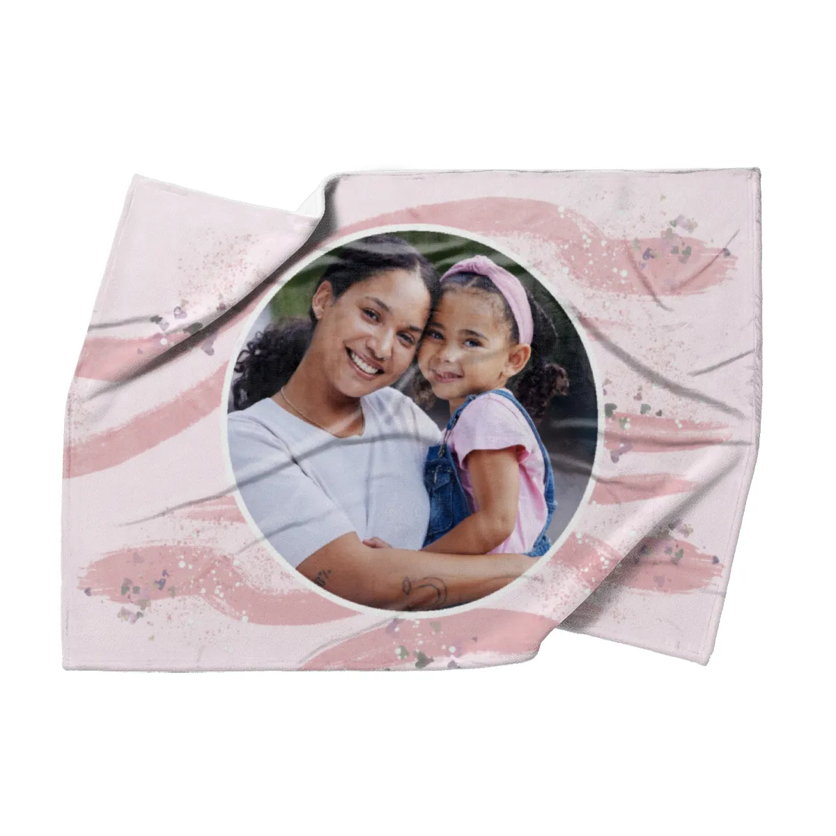 Kuscheldecke rosa 140 x 200 cm - mit Foto personalisierbar - Fotodecke selbst gestalten - Geschenkidee Muttertag, Geburtstag - Pinselstriche Hearts rose