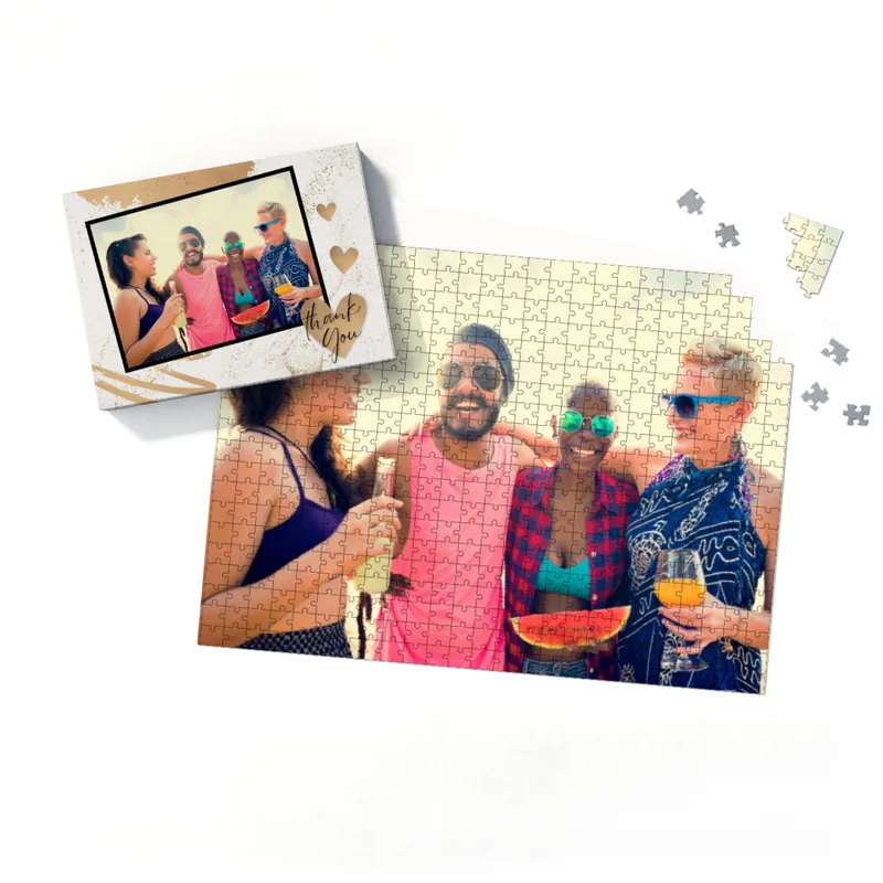 Fotopuzzle mit eigenem Bild - Puzzle selbst gestalten 1000 Teile - Schachtel Thank you - mit Foto personalisiert - Geschenk Geburtstag, Freundschaft