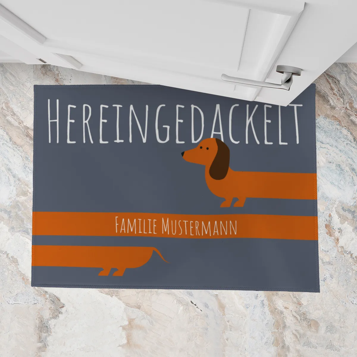 Fußmatte mit Dackel Motiv und Spruch – witzige Schmutzfangmatte für Haustür, rutschfest, waschbar – Geschenk für Hundeliebhaber, Haustier Deko für Eingang Dackel 70 x 50 cm