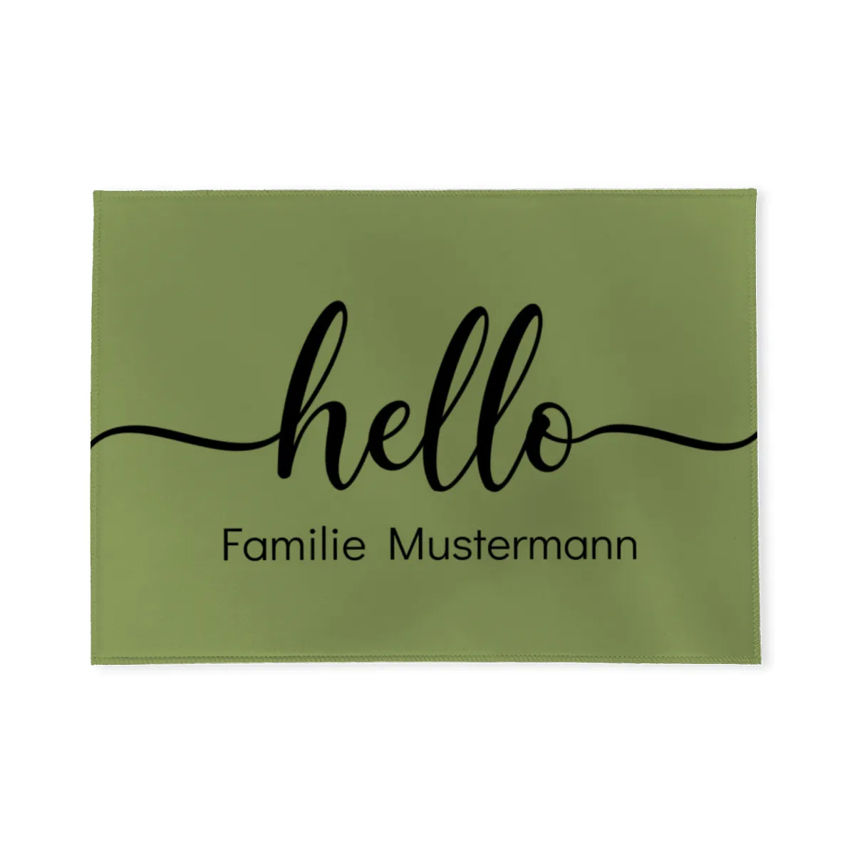 Fußmatte personalisiert - Geschenkidee für Familie, Paare, zum Einzug - Türvorleger mit Namen bedruckt - Motiv Hello grün 70 x 50 cm